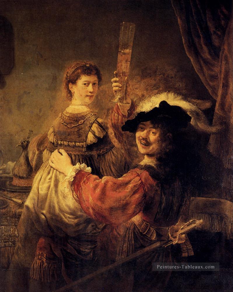 Autoportrait avec Saskia Rembrandt Peintures à l'huile